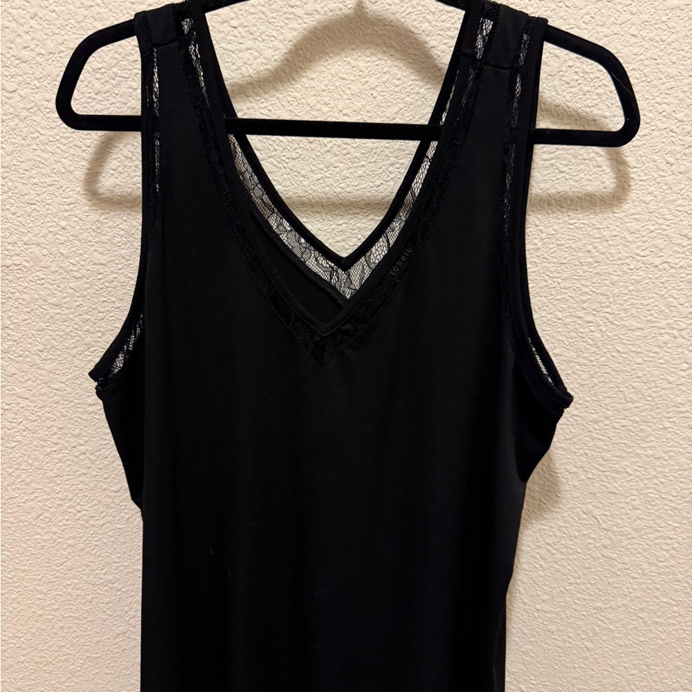Torrid Black V-Neck Mesh Trim Top